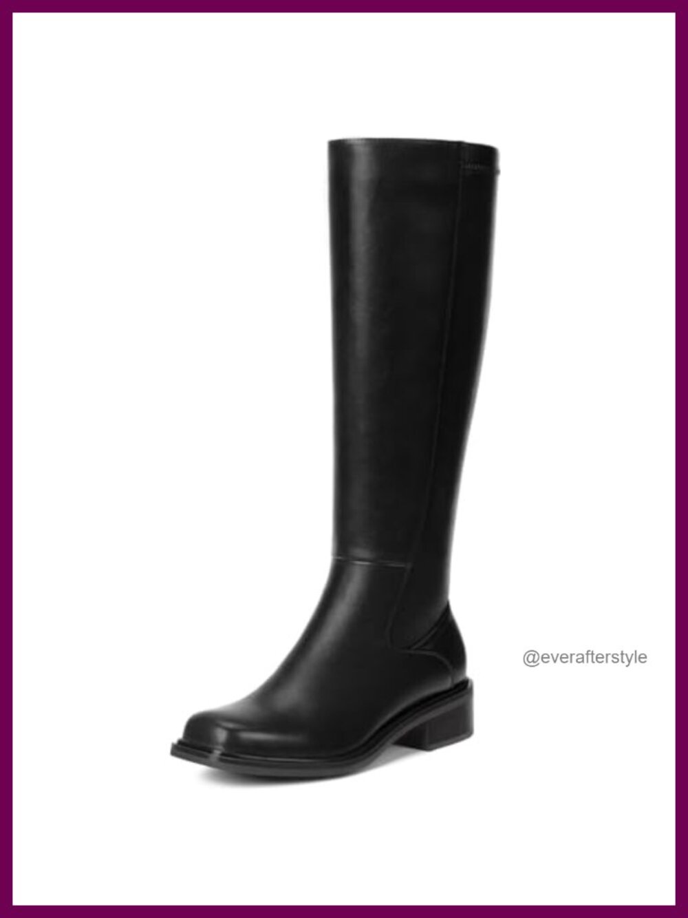Women's Knee High Boots Low Heel Square Toe Faux Leather Tall Boots